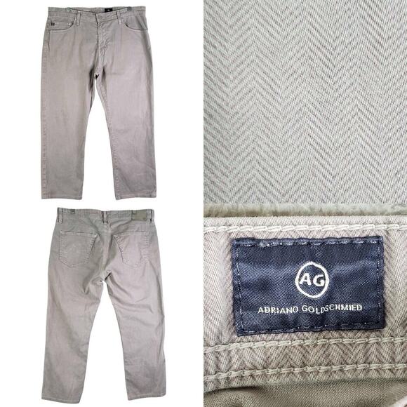 Ag Adriano Goldschmied The Everett Slim Straight Jeans Mens 36x26Gray Chevron - Picture 1 of 14